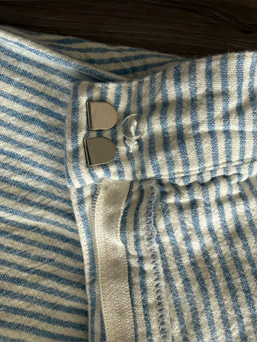 Mango Striped Wide-Leg Linen Blend Pants - Blue & White Size 6